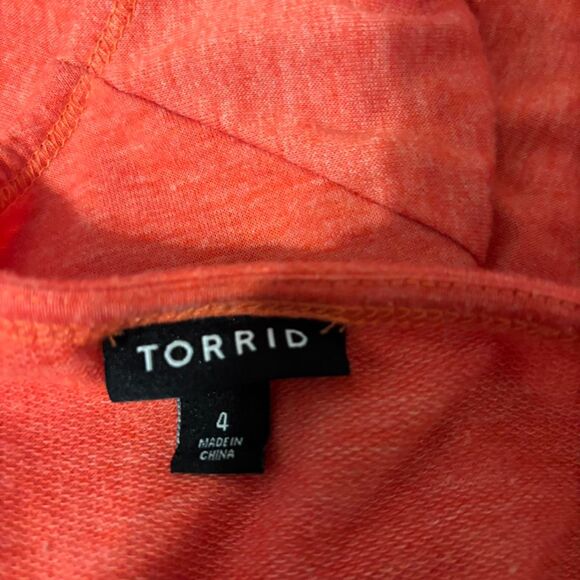 Torrid Women Size 4 Coral Relaxed Off-Shoulder Lightweight Terry Sweatshirt - Picture 2 of 2